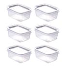 Kit com 6 Potes Herméticos com Travas 360ml Plasútil Cinza Organização Modular Cozinha Despensa