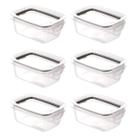 Kit com 6 Potes Herméticos com Travas 360ml Plasútil Preto Modular Comida Armazenamento Moderna