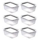 Kit com 6 Potes Herméticos com Travas 550ml Plasútil Preto Alimentos Modular Geladeira Moderno Útil