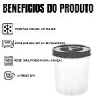 Kit com 6 Potes Plásticos 1L com Tampa Rosca BPA Free, Vai ao Freezer e Microondas