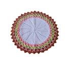 Kit com 6 Sousplat em Crochê Artesanal 36cm Branco Verde e Rosa Kit com 6 Sousplat em Crochê Artesanal 36cm Branco Verde e Rosa