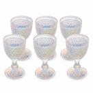 Kit com 6 Taça de Água de Vidro Bico de Jaca Rainbow Metalizado 300ml Wolff