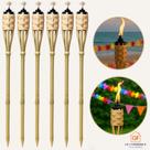 Kit Com 6 Tochas De Bambu Iluminação Decoração Tocha Luau