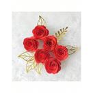 kit com 6 unidades de Flores Rosas de Papel pequenas para Topos de Bolos e Lembrancinhas, Carnaval d