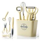 Kit com 6 utencilios cozinha silicone com expositor bege bmax bm f1072
