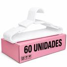 Kit com 60 Cabides Adulto Branco Organizador Roupa Plástico