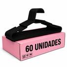 Kit com 60 Cabides Adulto Preto Organizador Roupa Plástico