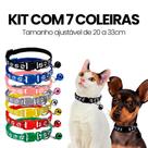 KIT com 7 Coleiras Ajustável para Cães e Gatos, Pingente com Sino, Nylon Leve, 7 Cores, Para Raças Pequenas KIT com 7 Coleiras Ajustável para Cães e Gatos, Pingente com Sino, Nylon Leve, 7 Cores, Para Raças Pequenas