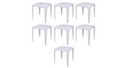 Kit com 7 mesa de plástico bela vista - branca - mor cor branco