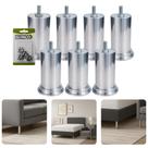 Kit Com 7 Pés 10cm Rosca Máquina 5 16 Móveis Pesados Cama Box Estofados Alumínio Concreto