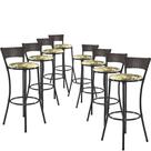 Kit Com 8 Banquetas Altas Forts Fibra Uv Bancada, área Goumert, Bar, Piscina, Balcão, Floral Verde