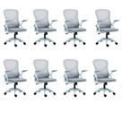 Kit com 8 Cadeira Escritório Diretor Office Columbus com Tela Mesh