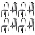 Kit Com 8 Cadeiras de Jantar em Aço tubular 056 Cromo Preto Listrado - Combo Stock