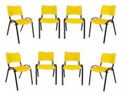 Kit Com 8 Cadeiras Iso Para Escola Escritório Comércio Amarela Base Preta Kit Com 8 Cadeiras Iso Para Escola Escritório Comércio Amarela Base Preta