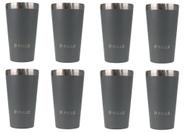 Kit com 8 Copos Térmicos Pullo Fun 480ML Cinza