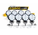 Kit com 8 Farol Milha 42W 12V 24V p/ Trator Caminhão Branco