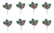 Kit Com 8 Flor De Natal Pinha Mini Buquê 12 Cm Enfeite Kit Com 8 Flor De Natal Pinha Mini Buquê 12 Cm Enfeite