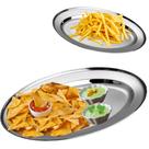 Kit Com 8 Travessas Rasas De Inox Oval Grande 33,8cm