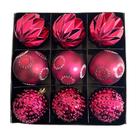 Kit Com 9 Bolas Natalinas 6 Cm Sortido Decorada Chibrali