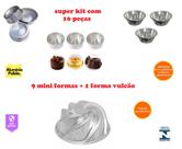 Kit com 9 Mini Formas Para Bolo Baby + 1 Forma Vulcão