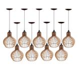 Kit com 9 Pendentes Lustres Luminárias de Teto em Mdf Cor Madeira Natural Kit com 9 Pendentes Lustres Luminárias de Teto em Mdf Cor Madeira Natural