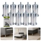 Kit Com 9 Pés 10cm Rosca Máquina 5 16 Móveis Pesados Cama Box Estofados Alumínio Concreto