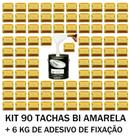 Kit com 90 tachas de sinalização com cola - conduz - bi direcional - corpo e refletivos amarelo Kit com 90 tachas de sinalização com cola - conduz - bi direcional - corpo e refletivos amarelo