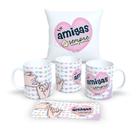 Kit Com Almofada 30x30cm e Caneca de Porcelana Coleção Amizades