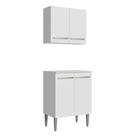 Kit Com Armário Aéreo E Balcão 64cm Madesa Emilly Branco