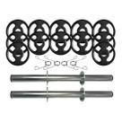 Kit com Barras de Halteres e Anilhas de Ferro - 18 Peças