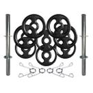 Kit com Barras de Halteres e Anilhas de Ferro Fundido - 12 Kg - 2M