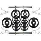 Kit com Barras de Halteres e Anilhas de Ferro Fundido - 16 Kg