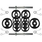 Kit com Barras de Halteres e Anilhas de Ferro Fundido - 16 Kg