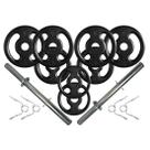Kit com Barras de Halteres e Anilhas de Ferro Fundido - 18 Kg