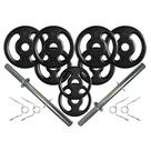 Kit com Barras de Halteres e Anilhas de Ferro Fundido - 18 Kg