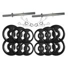 Kit com Barras de Halteres e Anilhas de Ferro Fundido - 24 Kg