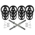 Kit com Barras de Halteres e Anilhas de Ferro Fundido - 26 Kg
