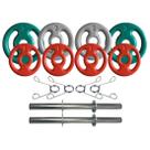 Kit com Barras de Halteres e Anilhas Emborrachadas - 14 Kg