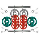 Kit com Barras de Halteres e Anilhas Emborrachadas - 16 Kg