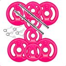 Kit com Barras de Halteres e Anilhas Emborrachadas Rosa - 12 Kg