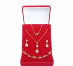 Kit Com Brincos Colar E Pingente + Pulseira Banhada A Ouro Kit Com Brincos Colar E Pingente + Pulseira Banhada A Ouro