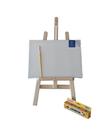 Kit com Cavalete de75cm mais 04 tela 20x30 01 caixa de tinta guache 01 pincel 01 paleta oval