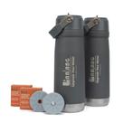 Kit com Dois Discos Multifuncionais Alcalinizantes e Mineralizadores de Água Lanlang, Duas Garrafas Térmicas de parede dupla em inox 650ml