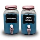 Kit com dois recipientes de vidro capacidade de 3 litros na cor branca para lavanderia