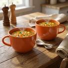 Kit Com Duas Canecas De Porcelana Jumbo Sopas Caldos 450ml