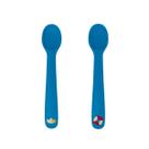 Kit Com Duas Colheres De Silicone Ursinho Navy Azul - Bup Baby