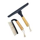 Kit com Escova Multiuso e Rodo Dobrável com Cabo de Bambu e Silicone Preto ou Off White Oikos