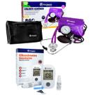 Kit com esfigmomanômetro esteto completo roxo incoterm