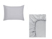 Kit com Fronha e Lençol Solteiro com Elástico- Sonhare Prata- Cor Prata Kit com Fronha e Lençol Solteiro com Elástico- Sonhare Prata- Cor Prata