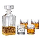 Kit Com Garrafa De Whisky Licoreira Decanter 1l + 4 Copos Baixo Vidro 310ml